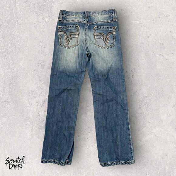 Rock 47 Denim Wrangler Slim Bootcut Youth Jeans Size 26 x 24 Classic Blue Wash - Picture 3 of 4